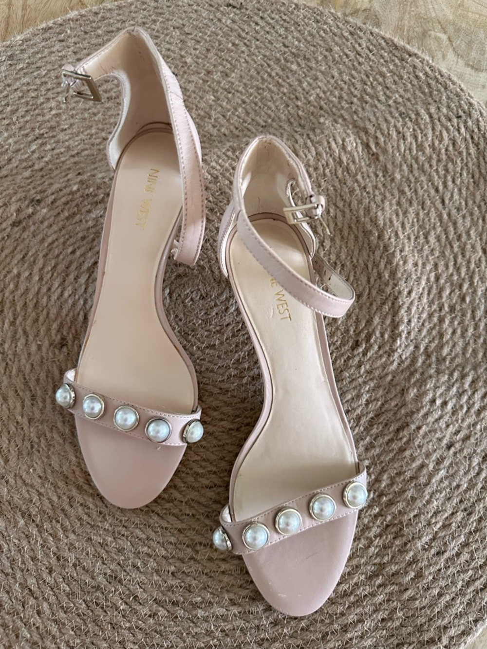 Nine West  Pearl-Trim Ankle Strap Sandals